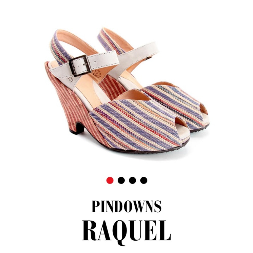 John Fluevog Vegan Raquel stripe cork wedge